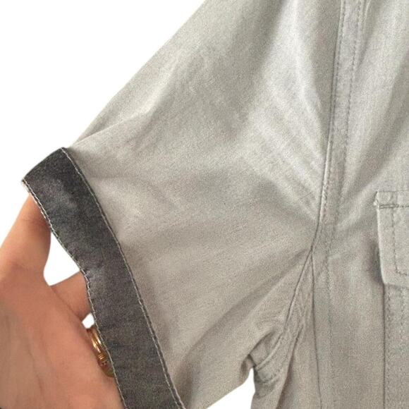 Urban Pipeline Short Sleeve Button-Up Shirt Gray Casual Utility Zipper Pocket - Picture 4 of 7